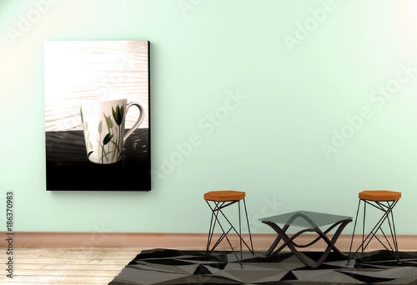 Fototapeta Modern room interior - vintage style,3D rendering
