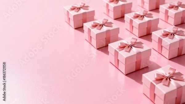 Obraz Pink gift boxes on pink surface