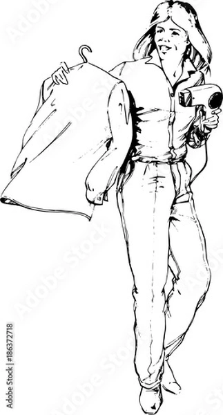 Obraz Frau mit Föhn