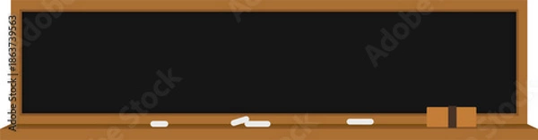 Fototapeta シンプルな横長の黒色の黒板の枠のイラスト