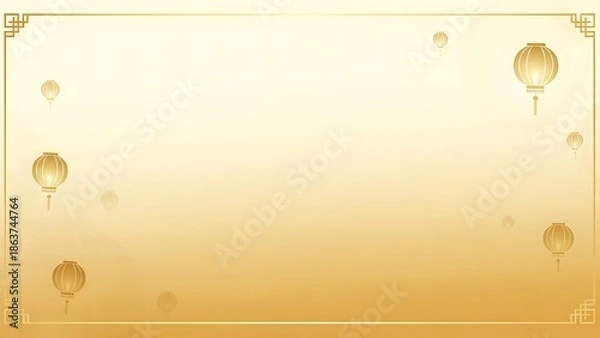 Obraz Golden lanterns illustration festive background with decorative elements