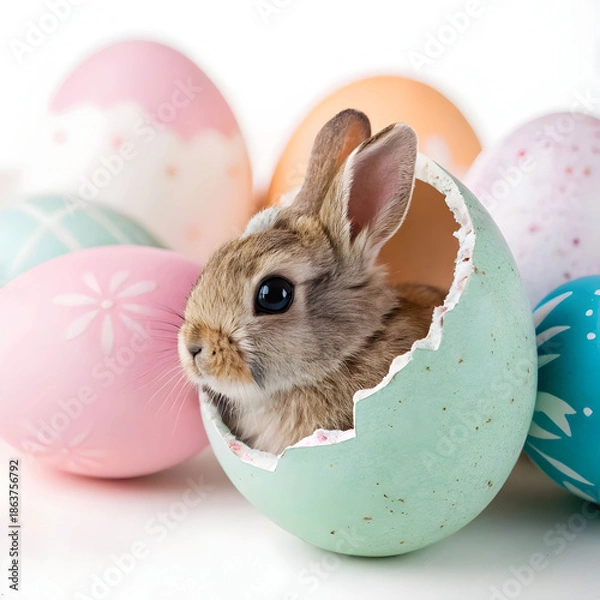 Obraz a rabbit inside a cracked Easter egg