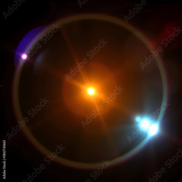 Obraz Authentic anamorphic lens flare with ring ghost effect