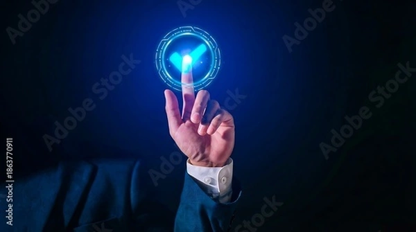 Obraz Digital technology access concept with finger touch interface
