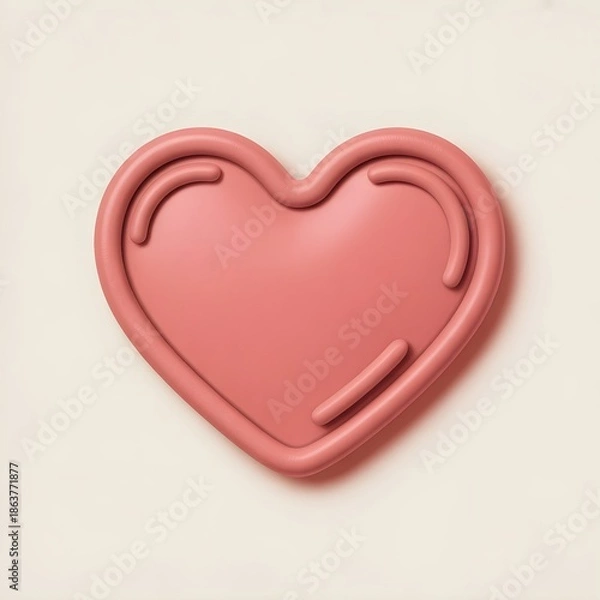 Obraz Pink heart-shaped object on white background