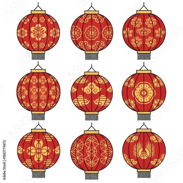 Fototapeta Chinese New Year Lantern Vector Set