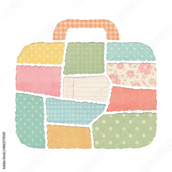 Fototapeta Patchwork paper collage briefcase shape