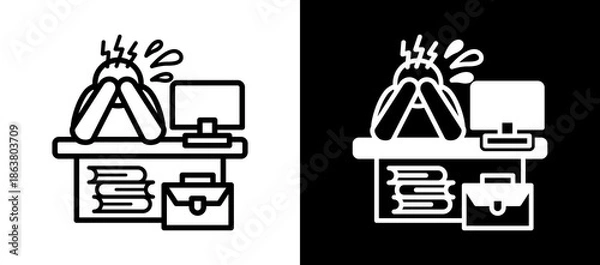 Obraz Work Stress whiteblack icon