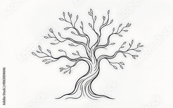 Obraz Twisting Tree with Delicate Branches isolated on a transparent background