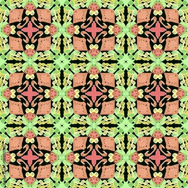 Obraz Retro Geometric Tile Pattern for Decorative Surface Design