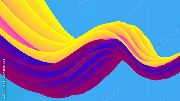 Obraz Colorful wave pattern isolated on white background