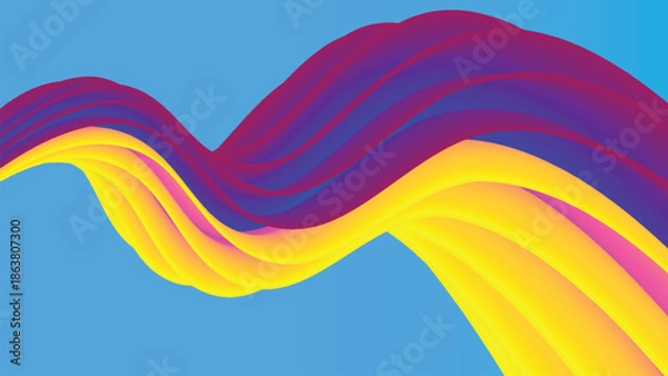 Obraz Colorful wave pattern isolated on white background