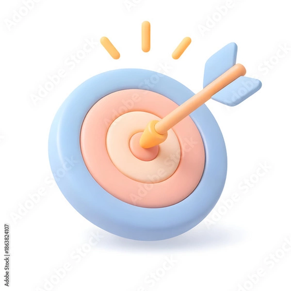 Obraz On Target 3D Icon on White Background