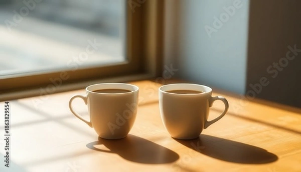 Obraz Two Coffee Cups Symbolizing Love And Togetherness