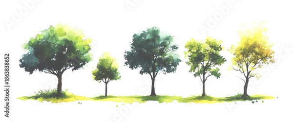 Obraz Vector Artistic Nature Trees with Soft Texture on White Landscape Design Elements