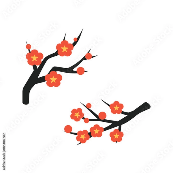 Obraz Elegant Blossom Flowers Flat Vector Illustration