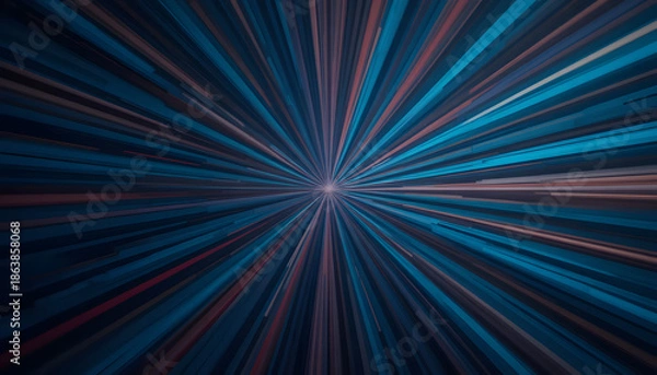 Obraz Vibrant blue and red light rays exploding from a central point