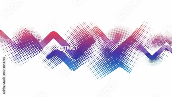 Obraz Vibrant abstract gradient wave design with colorful dots and zigzag patterns