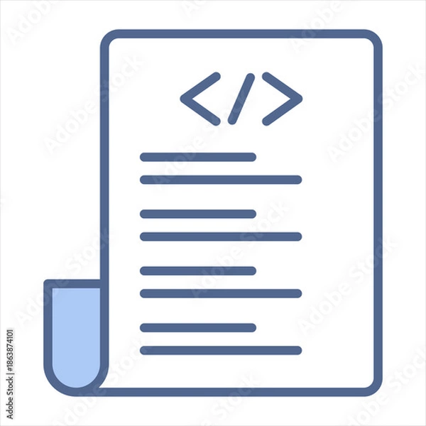 Fototapeta Script Blue Icon Vector Illustration