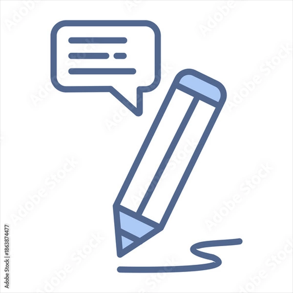 Fototapeta Write Blue Icon Vector Illustration
