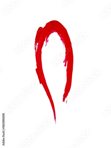 Obraz Expressive red abstract oil paint strokes forming dynamic scribble elements with transparent background.