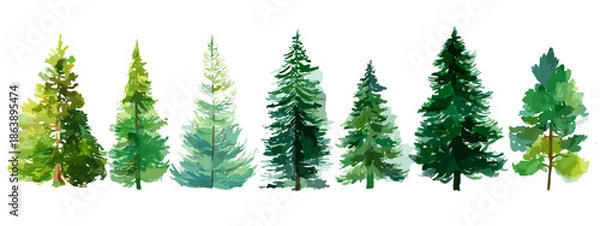 Obraz christmas trees isolated on white