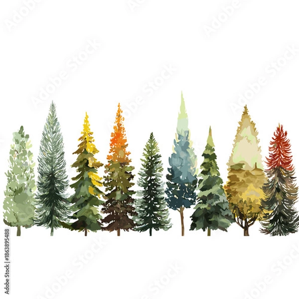 Obraz christmas trees isolated on white