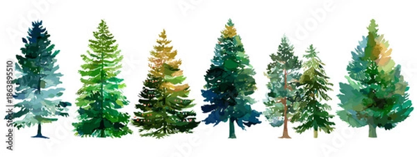 Obraz christmas trees isolated on white