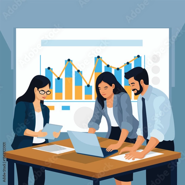 Obraz Business Team Collaborating on Data Analysis and Presentation