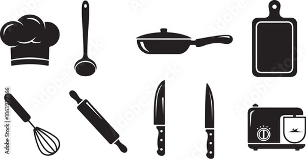 Fototapeta Kitchen Cooking Icon Vector Bundle
