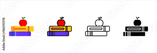 Obraz Learning book apple icons collection simple school vector