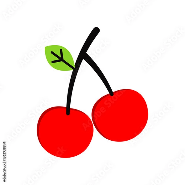 Fototapeta Red Cherry Vector Icon