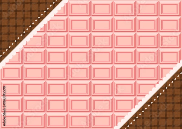 Obraz チョコレート風タイルとチェック柄のバレンタイン背景｜A4印刷対応 高画質