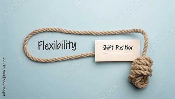 Obraz Rope with Flexibility and Shift Position Concepts on Blue Background