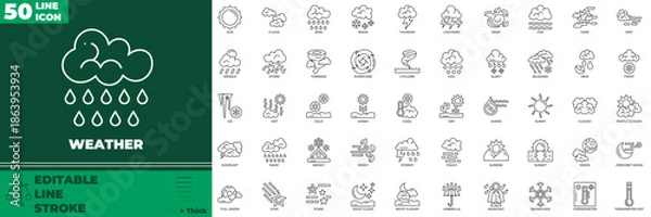 Obraz Weather Line Editable Icons set