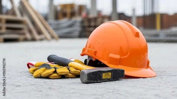 Obraz construction worker with helmet