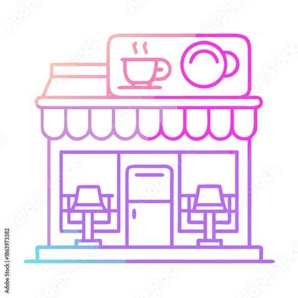 Obraz Neon Line Café Street Icon