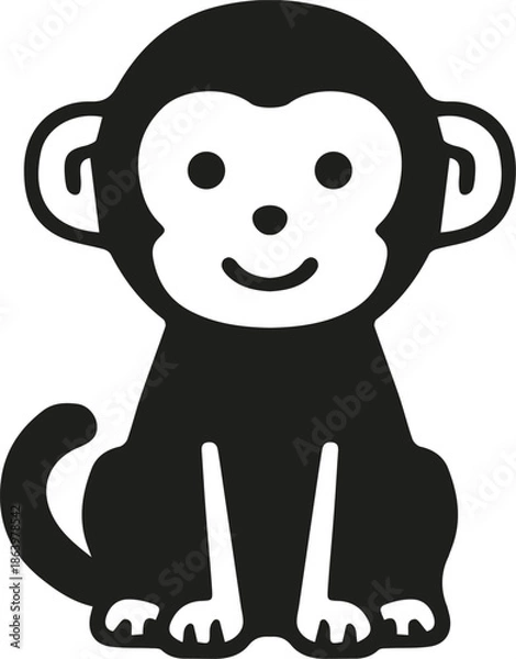 Obraz Cute Monkey Flat Icon Vector Illustration