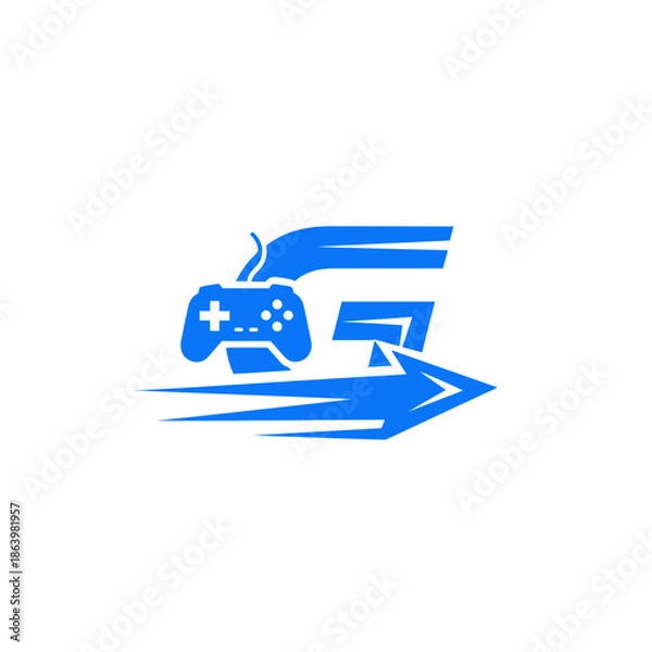 Obraz Blue Game Controller with Arrow Symbol.