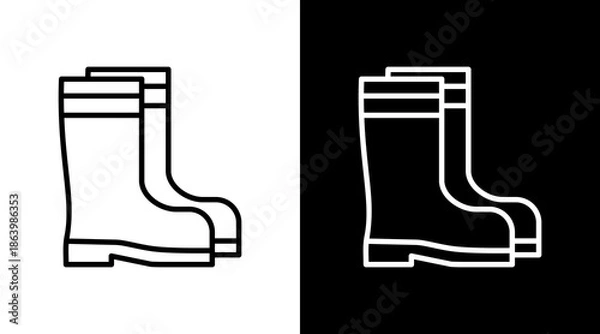Fototapeta Boots White Icon Set Vector 