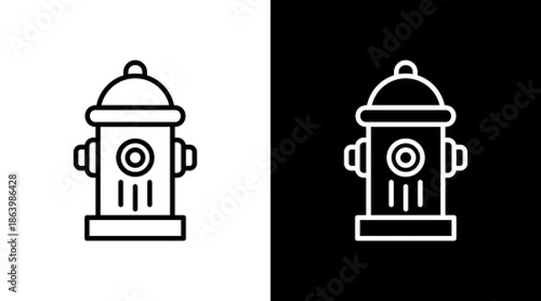 Fototapeta Fire Hydrant White Icon Set Vector 