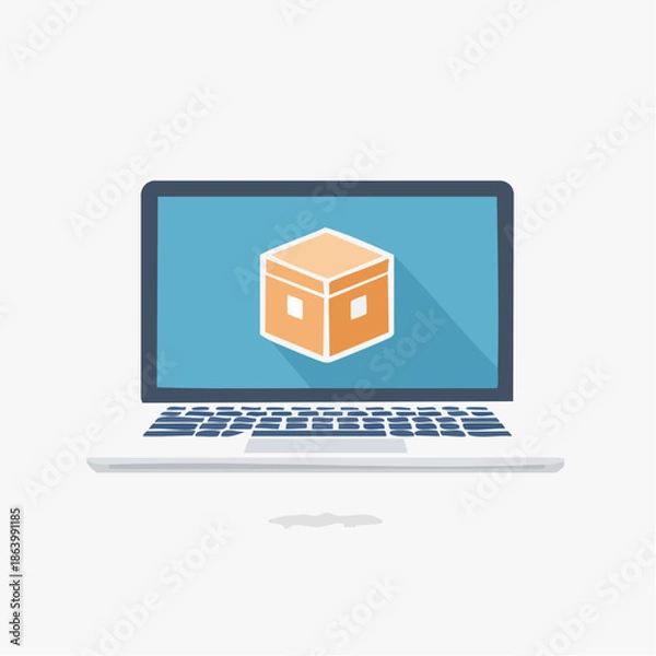 Obraz Laptop computer displaying a package icon with digital technology concept