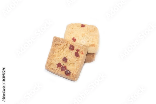 Obraz Golden Shortbread Cookies With Cranberry Bits