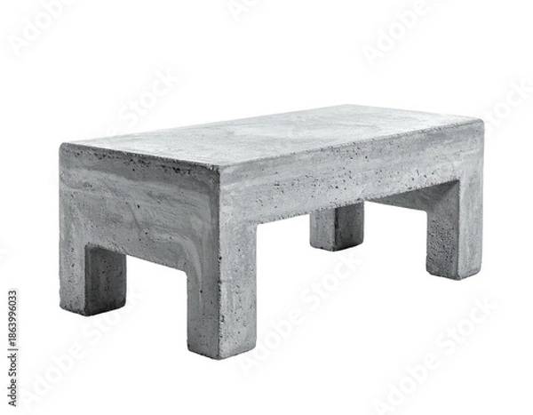 Obraz A concrete rectangular bench with thick legs, positioned on a black background