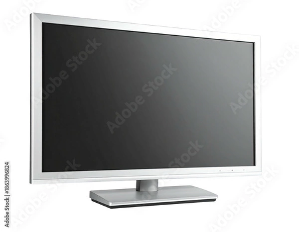 Obraz Modern, silver-framed computer display with a black screen and a stable, rectangular base