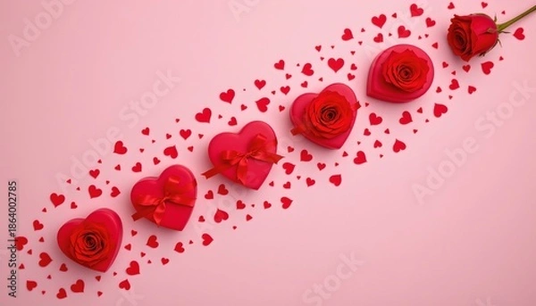 Obraz Elegant Red Heart Gift Boxes