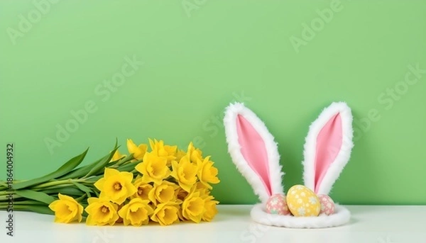 Obraz Springtime Easter Bouquet with Bunny Ears