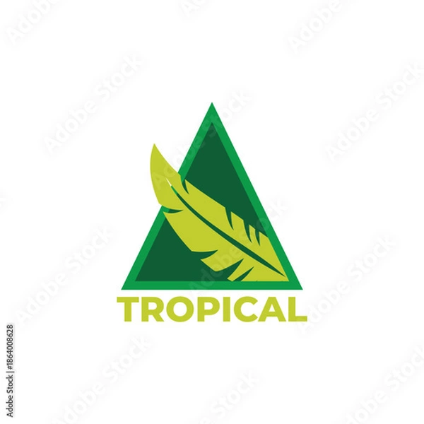 Fototapeta triangle 3d tropical leaves tree motion overlapping gradient logo vector