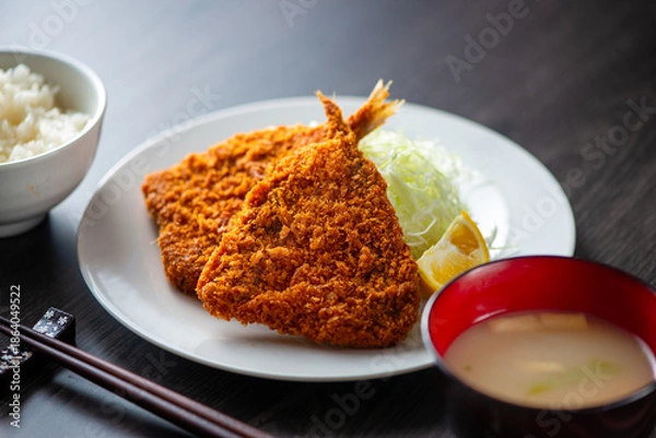 Obraz 皿に乗ったアジフライ