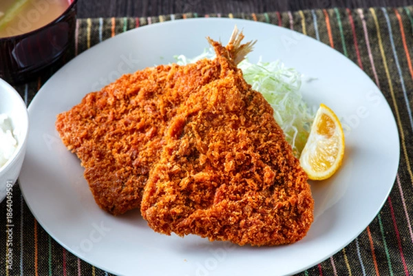 Obraz 皿に乗ったアジフライ